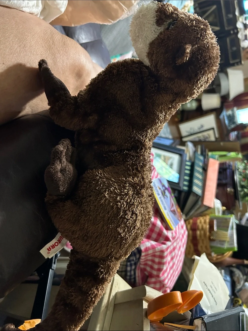 Aurora Stuffed Animal Otter Toy in Brown and Cream EUC